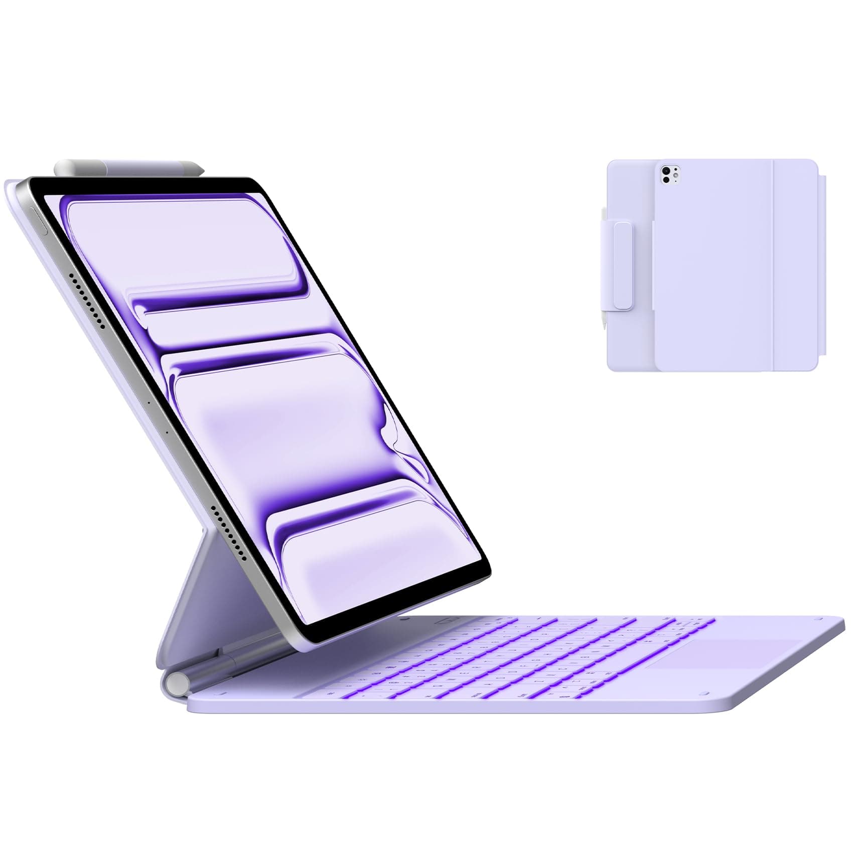 typecase Keyboard Case for iPad Pro 13-inch (M5 2025 / M4 2024), Magic Keyboard with 11 Colors Backlight, Keyboard Case with Pencil Holder, Multi-Touch Trackpad, Easy-Set Magnetic Stand, Light Purple