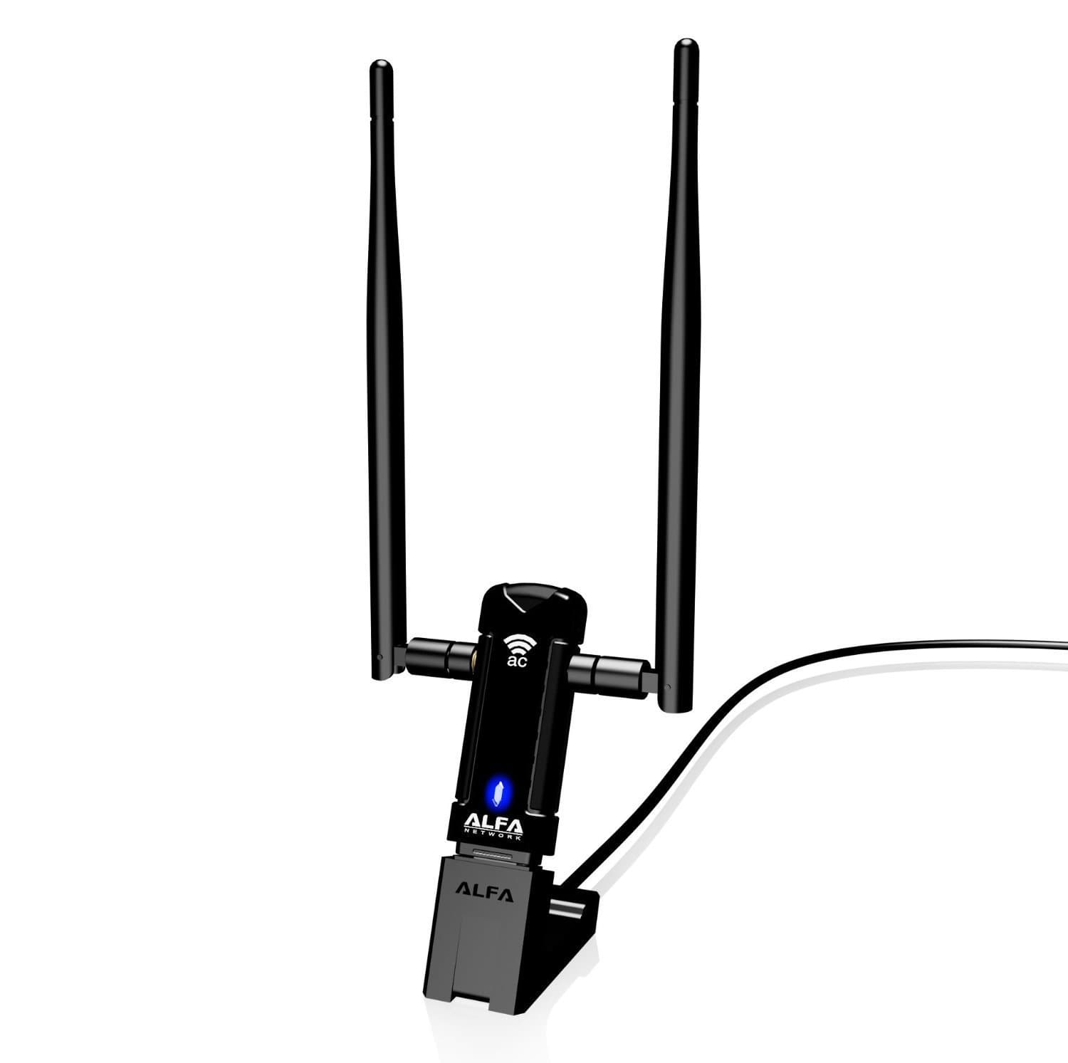 AWUS036AC Long-Range Wide-Coverage Dual-Band AC1200 USB Wireless Wi-Fi Adapter w/High-Sensitivity External Antenna - Windows, MacOS & Kali Linux supported