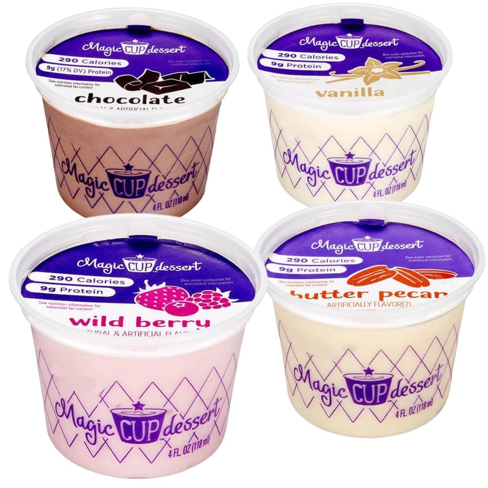 Magic Cup Nutrtitional Supplement Variety Pack, 4 oz. cup (Pack of 24) (6 Choc, 6 Vanilla, 6 Butter Pecan, 6 Wild Berry)