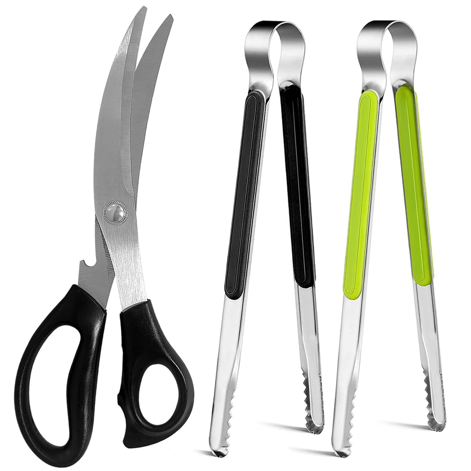 Kitchen Shear Multifunctional Stainless Steel Kitchen Scissors Tongs set Sharp and Durable Suitable for Poultry Scissors and Food Scissors Dishwasher safe