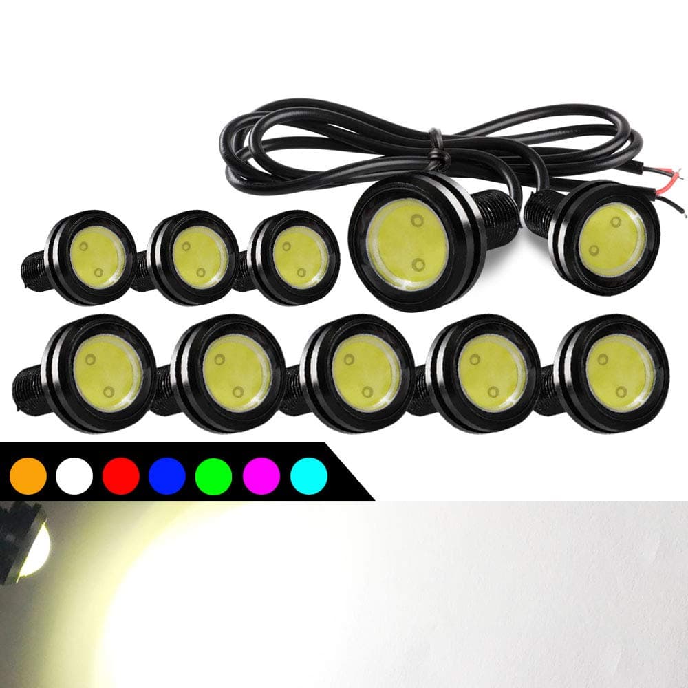 10pcs High Power 9W 23mm Eagle Eye LED Light DRL Fog Light Motorcycle Light Daytime Running Lights DRL Tail Backup Light Car Motor Clearance Marker Lights(White)