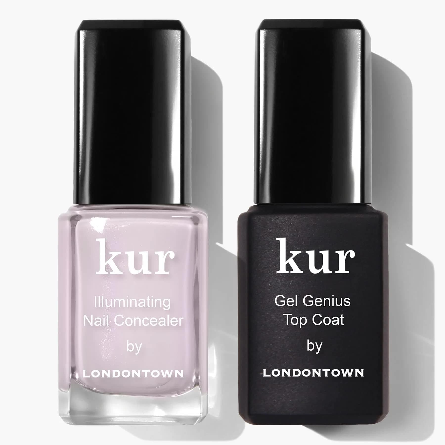 LONDONTOWN Nail Concealer and Gel Genius Top Coat Duos, Brighten and Illuminate Nails in One Step, High Gloss Chip-Resistant Finish, At-Home Nail Care System, 2 Piece Set, 0.4 Fl Oz