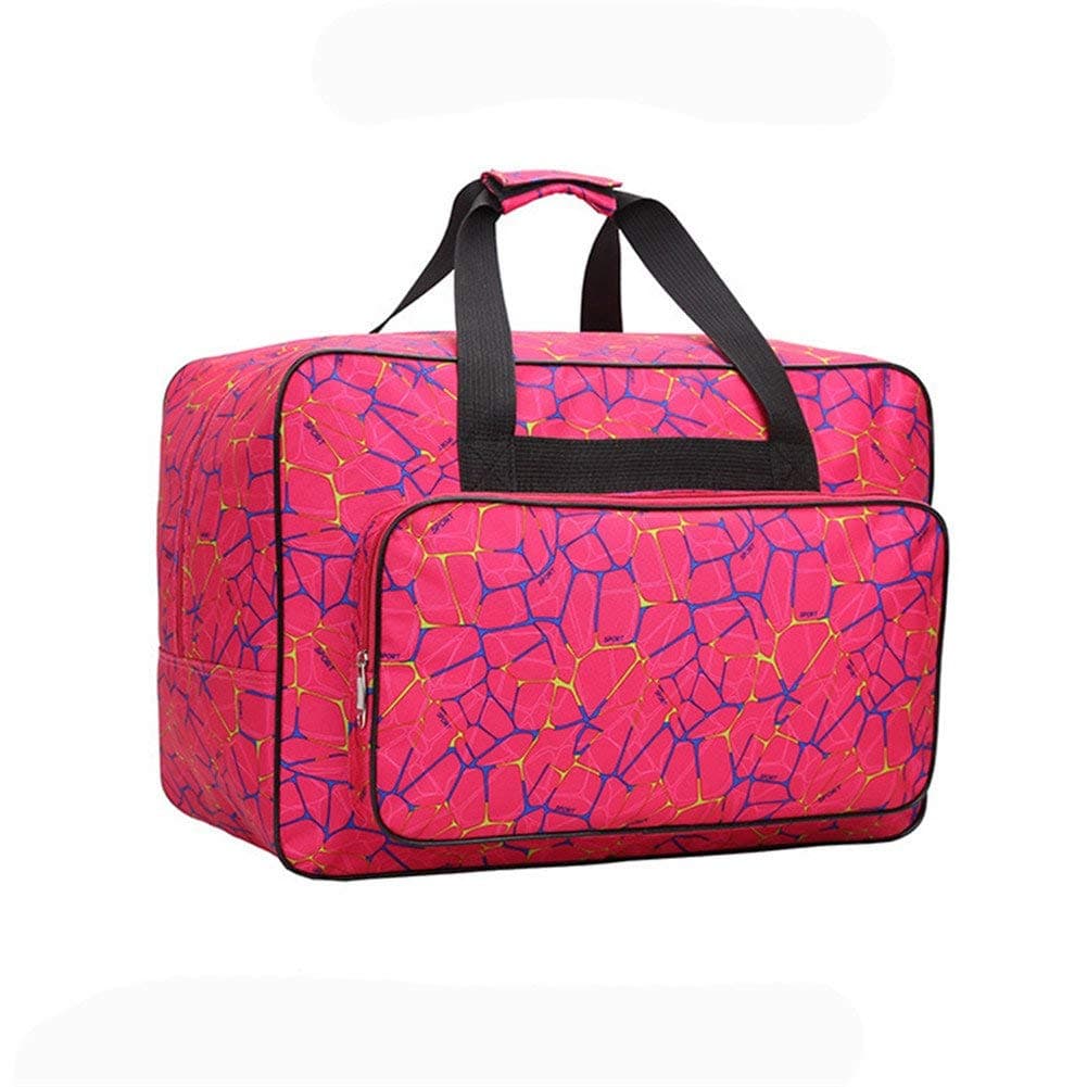 Sewing Machine Tote Bag, Foldable Sewing Machine Carry Case, Padded Storage Cover Carrying Case with Pockets and Handles (Rose Red)