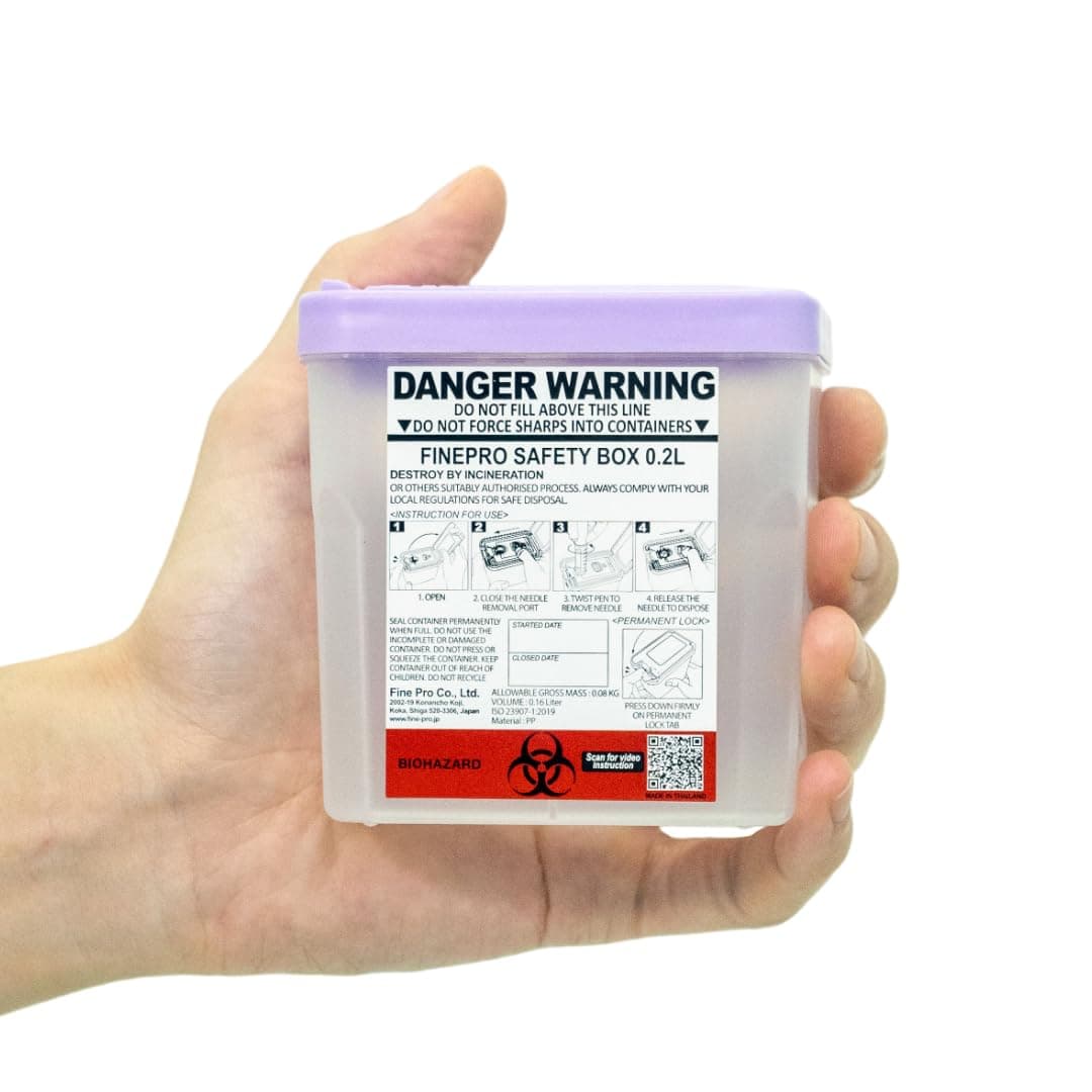 0.2L Size Portable Pen-Needle Disposal Container [Pack of 3] Diabetes Care (0.2L, Purple+Clear, 3)