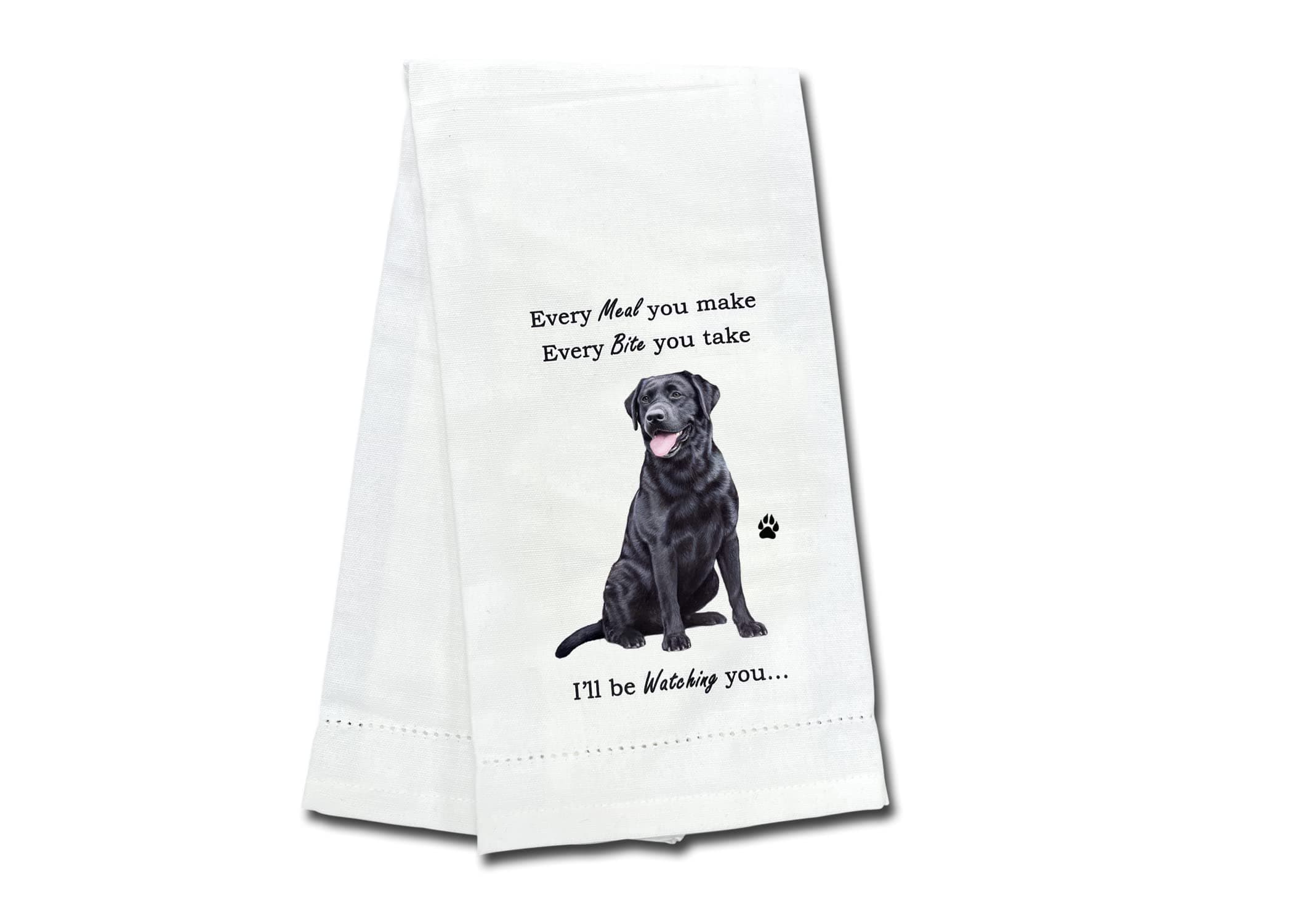 E&S Pets 711-21 Black Lab Dog Kitchen Towel, Off-white