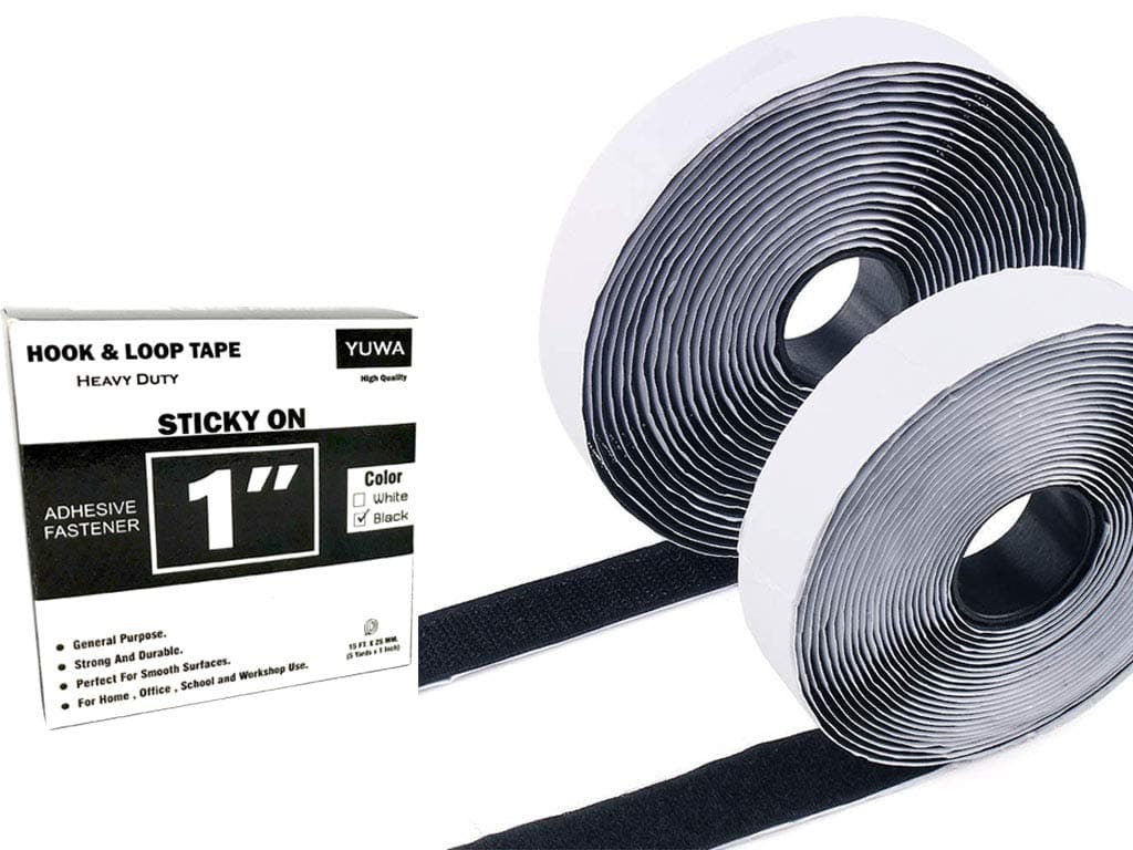 Yuwa 1 Inch Black Hook and Loop Magic Tape Self Adhesive Sticky Back Fastener Nylon Heavy Duty for DIY Craft (15 Feets) (Black)