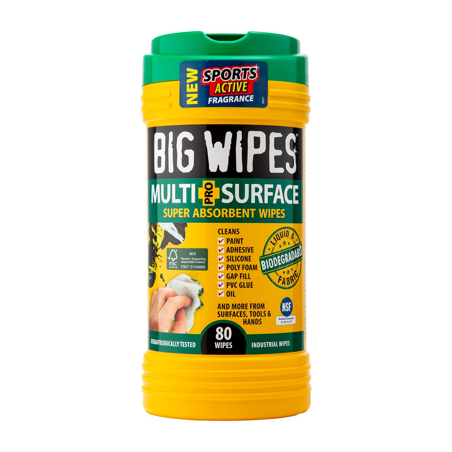BIG WIPES Multi-Surface Super Absorbant Wipes, Versatile Cleaning Power For Various Surfaces - 80 Count Canister (1 Pack)