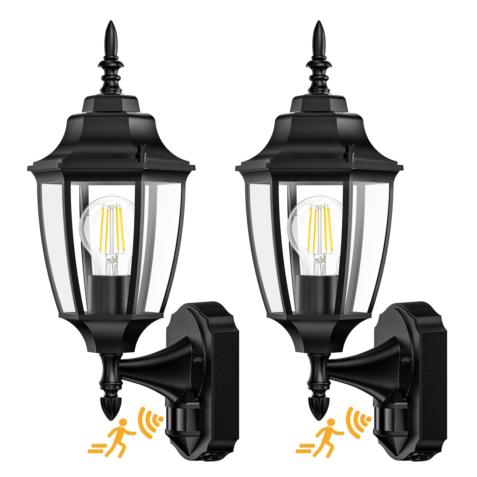Lamomo Outdoor Wall Sconce, 2 Pack Dusk to Dawn Motion Sensor Light Fixtures, Exterior Aluminum Waterproof Porch Lights for Patio Front Door Garage