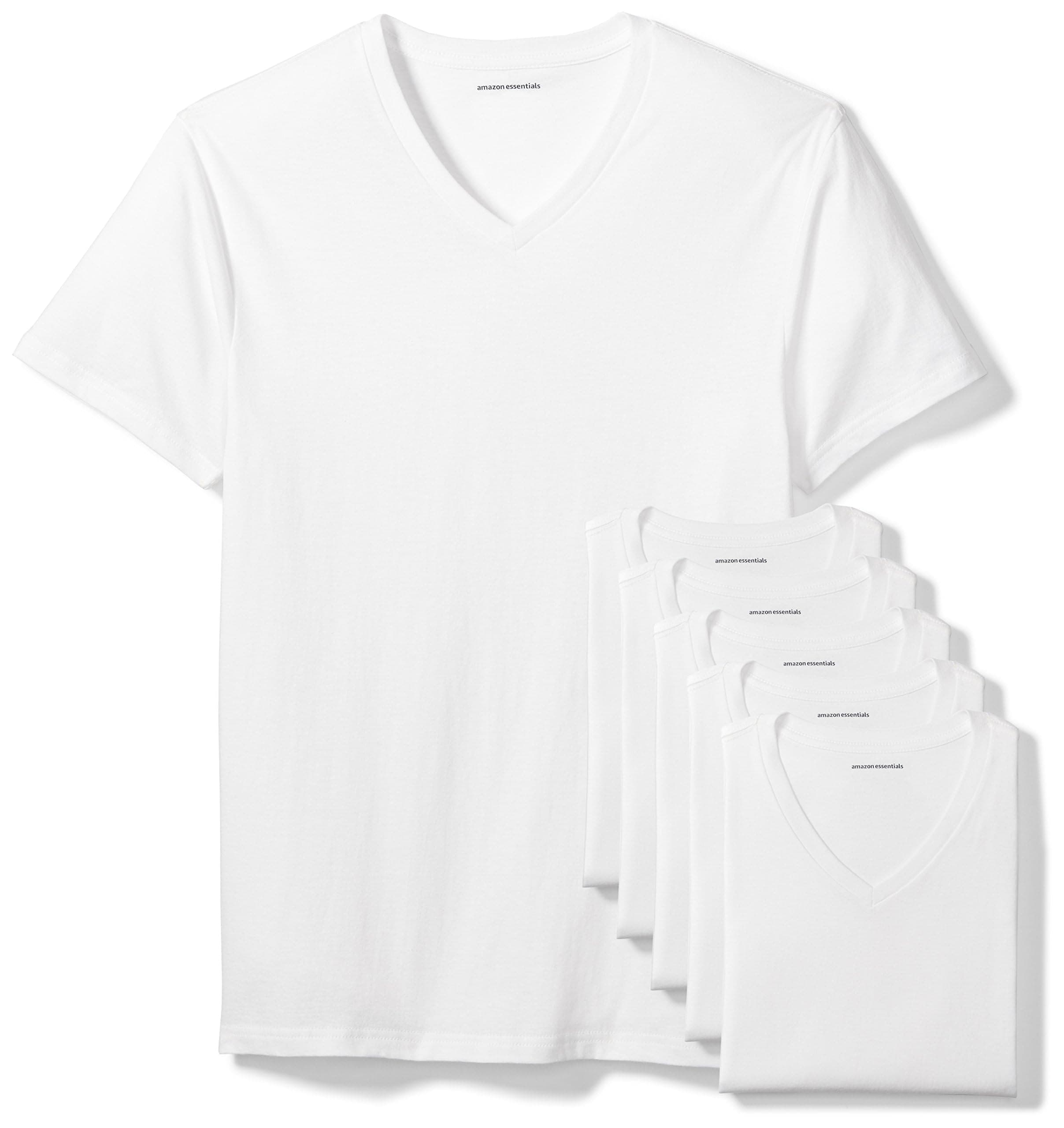 Amazon Essentials Men's V-Neck Undershirt, Breathable Cotton, Pack of 6