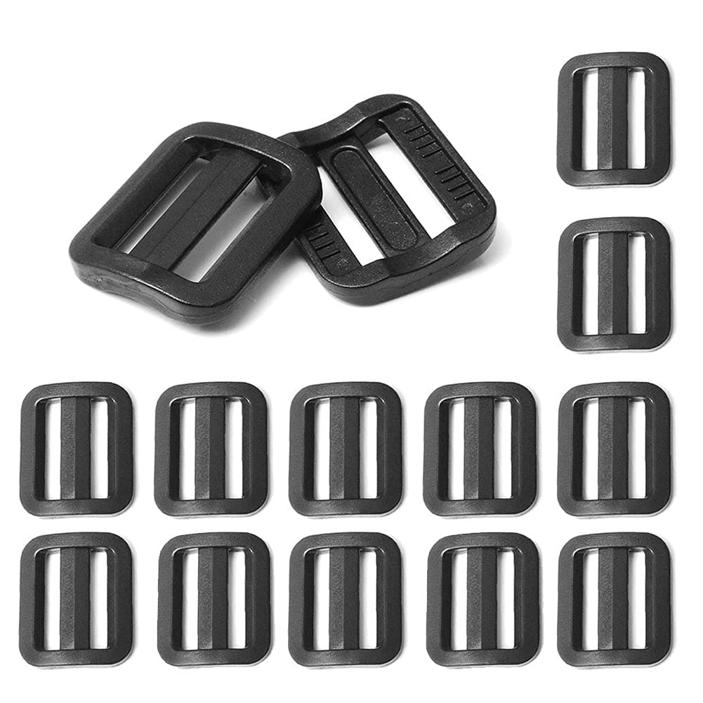 12pcs Plastic Black Curve Slider Tri-Glide Adjust Tri-Ring Buckles for Dog Collar Harness Backpack Straps FLC129