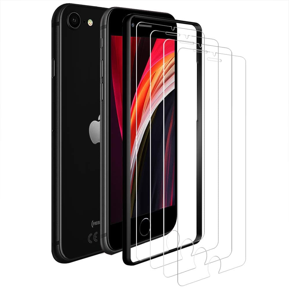 ANEWSIR [4 Pack Screen Protector Compatible with iPhone SE 2020, Tempered Glass [9H / No Air Bubbles/Anti-Scratch] Compatible with iPhone 7/8/SE 2020/6/6S + Install the Positioning Frame