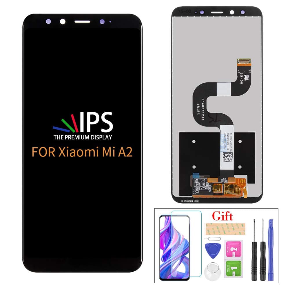 Compatible with Xiaomi Mi A2 LCD Display Screen Replacement,for Xiaomi Mi A2 MIA2 6X MI6X 5.99" Display LCD Panel Repair Parts Kit,with Tempered Glass+Tools (Black no Farme)