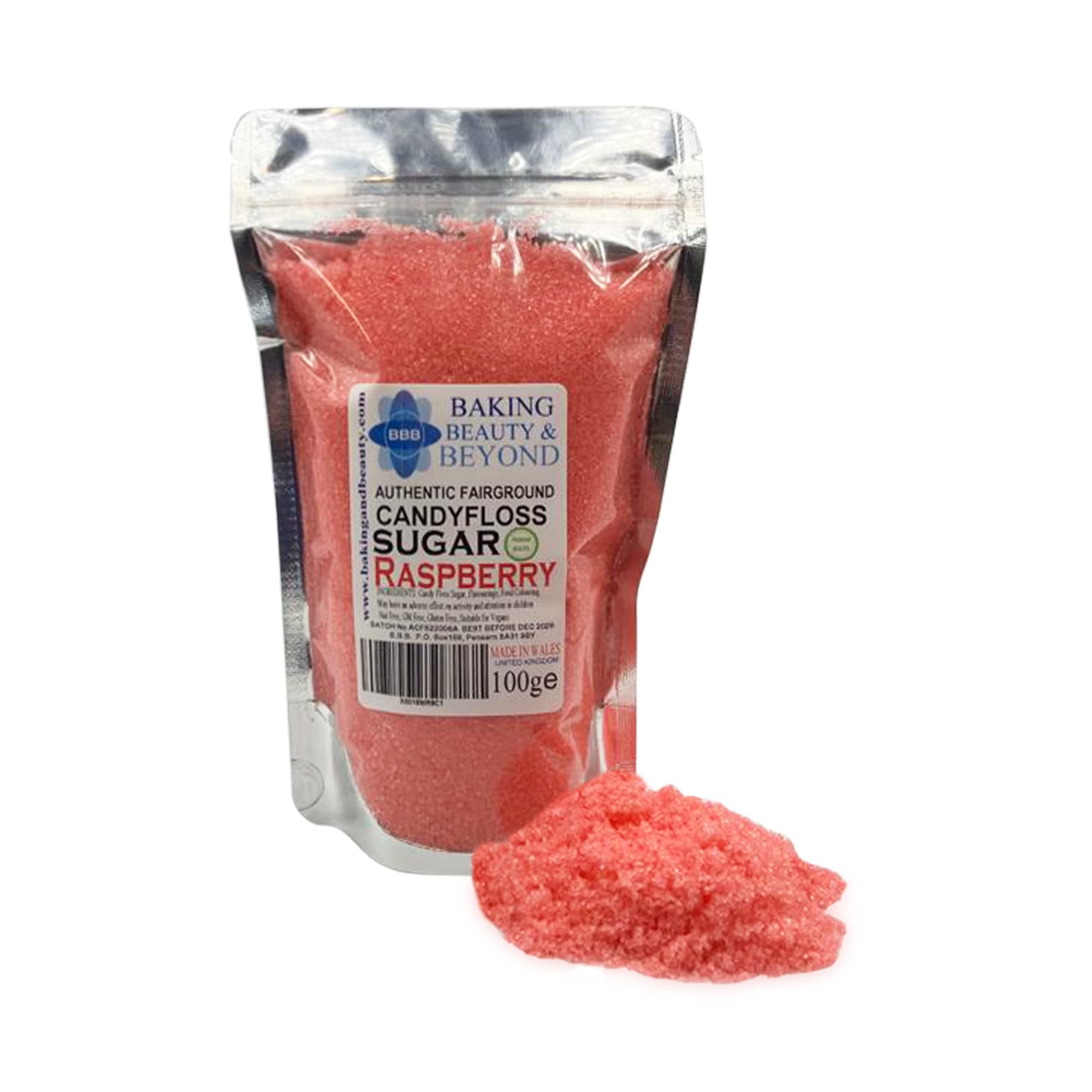 Baking Beauty and Beyond Premium Candy Floss Sugar 100g - Raspberry Flavour