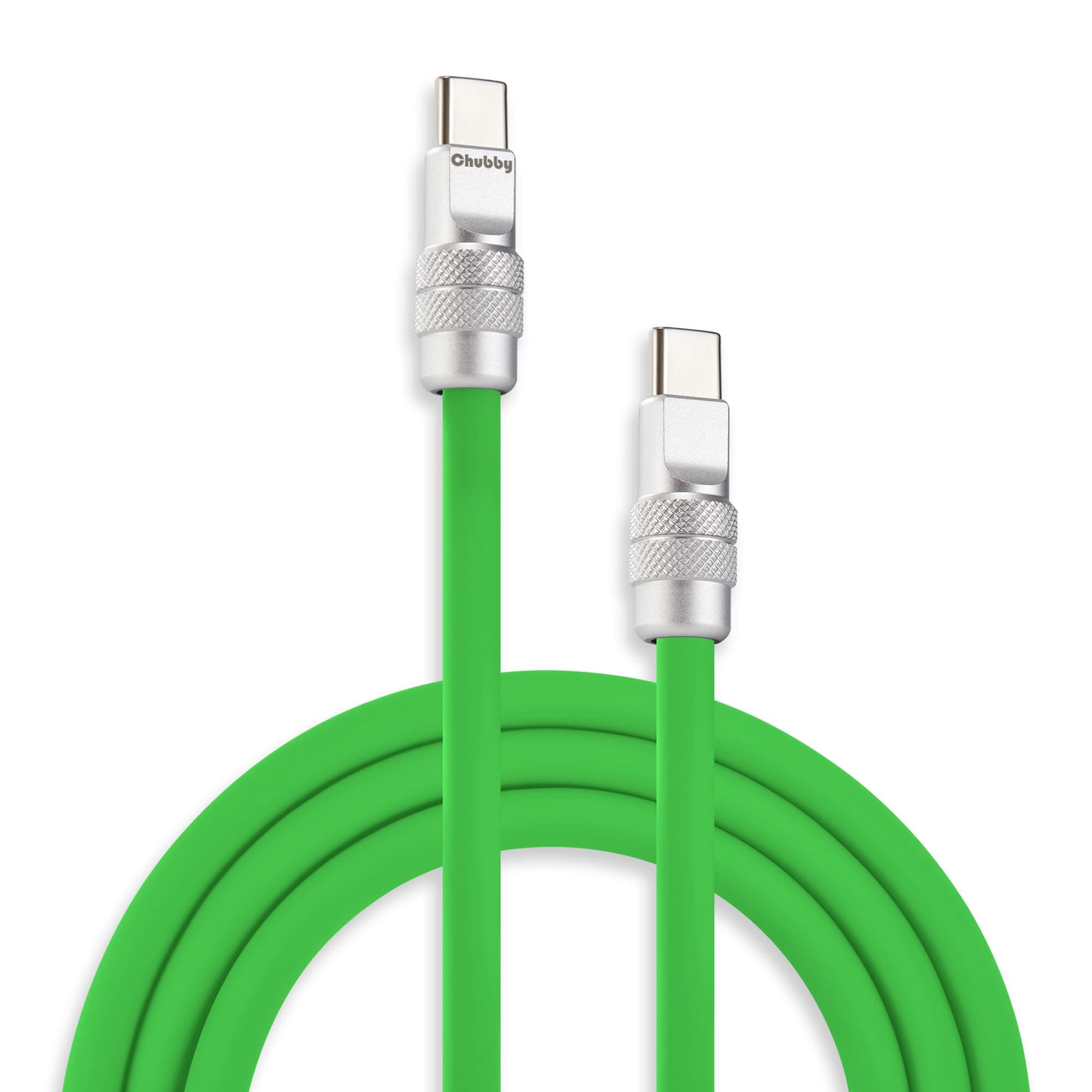 Chubby 2.0 USB C 240W Fast Charging Cable Silicone Soft Durable USB C Cable Extra Thick Charger Cord Compatible with iPhone 17-15 Series iPad, Green, Type-C to Type-C, 6.6FT