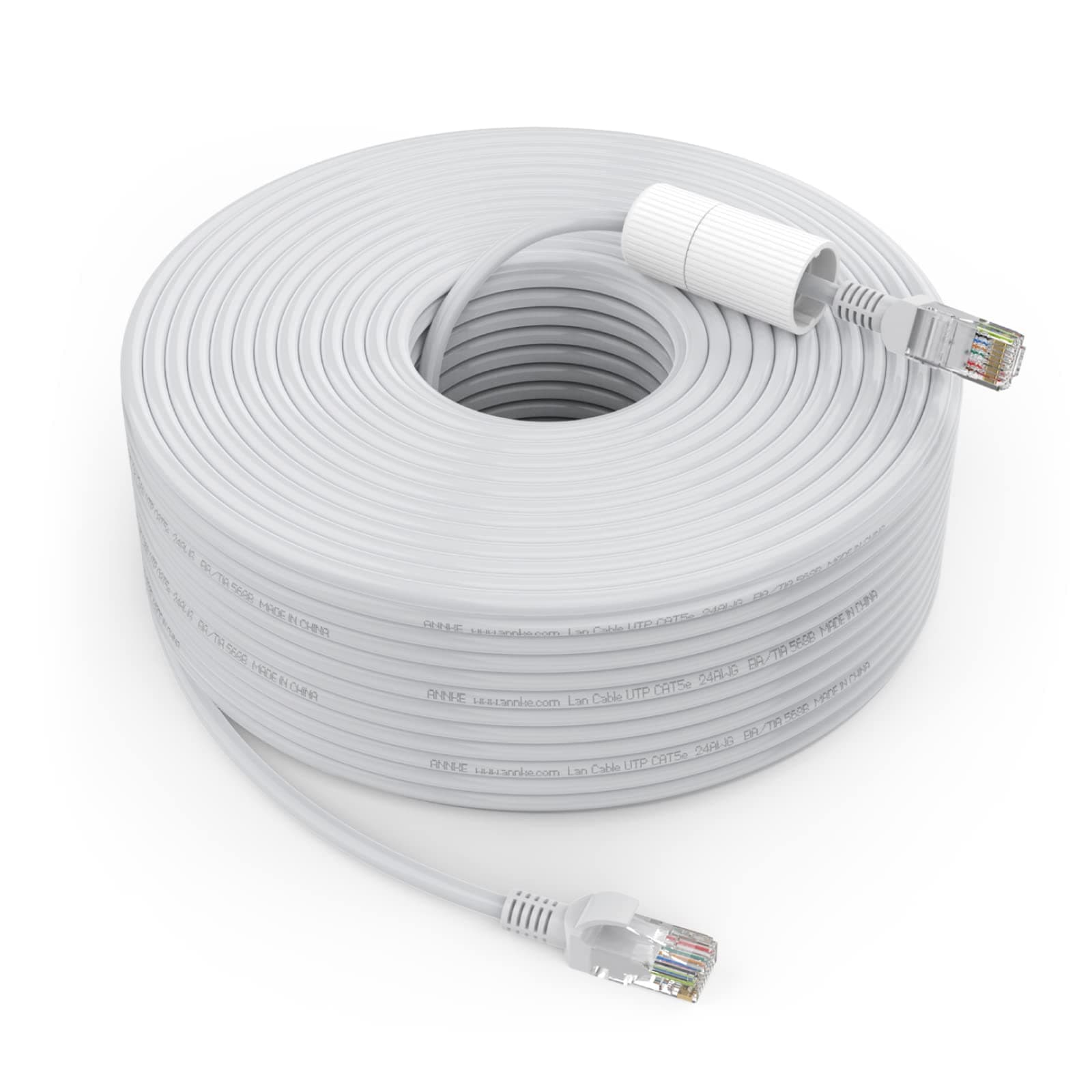 ANNKE 100 FT Cat5e Internet High-Speed Network Cable, RJ45 LAN Cable, PoE Ethernet Cable IP Camera and NVR System, Modem, PC, Consoles, etc., Compatible for Indoor/Outdoor Use