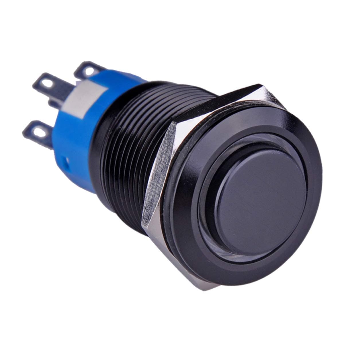 Latching Push Button Switch U19C2 1NO1NC SPDT ON/Off Black Metal Shell with Green LED Ring Suitable for 19mm 3/4" Mounting Hole (Green)