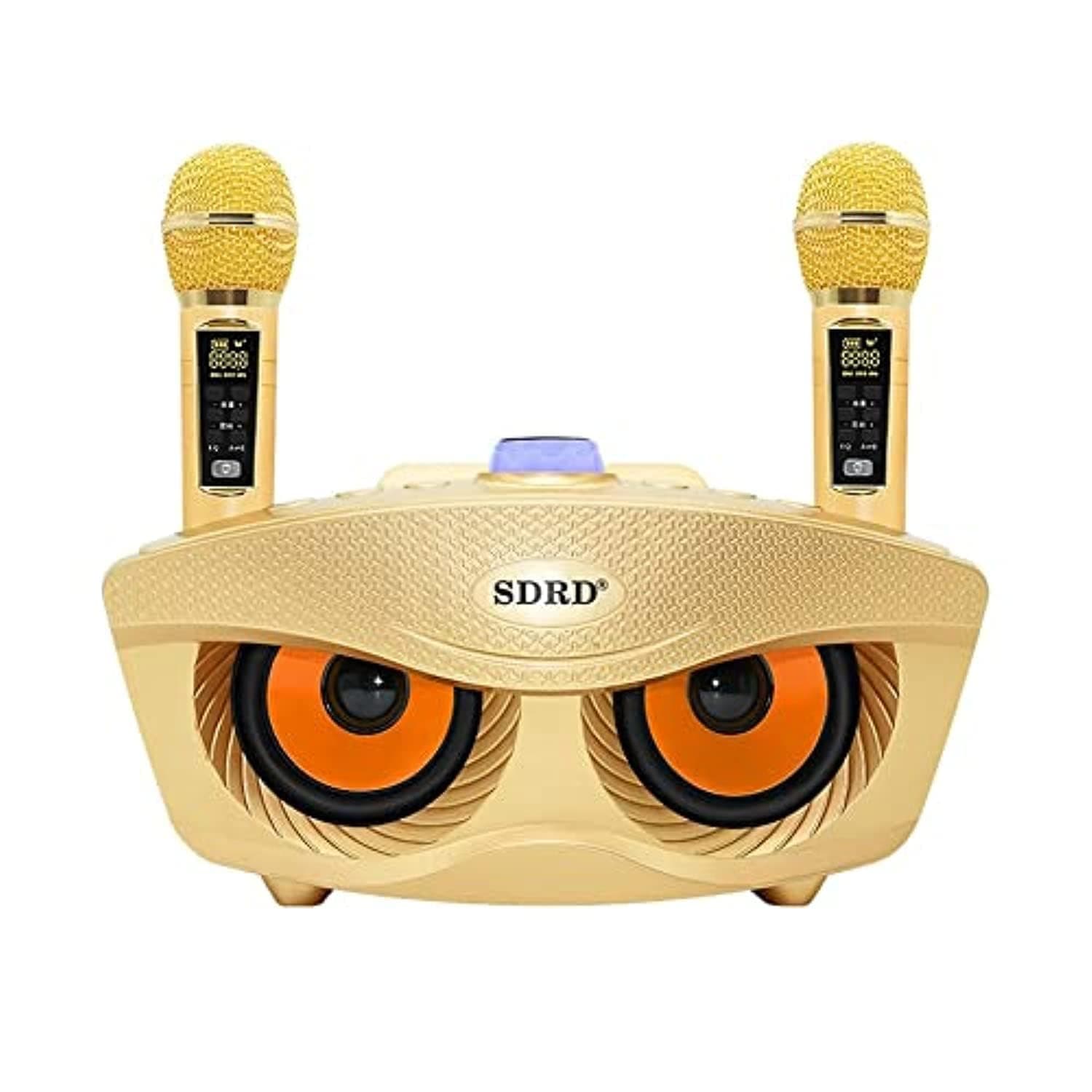 Sd306 Plus 30W Karaoke Player Dual Bluetooth 4.2 Speaker Family Ktv Stereo Mic Big Sound Speaker With 2 Wireless Microphones | Gold