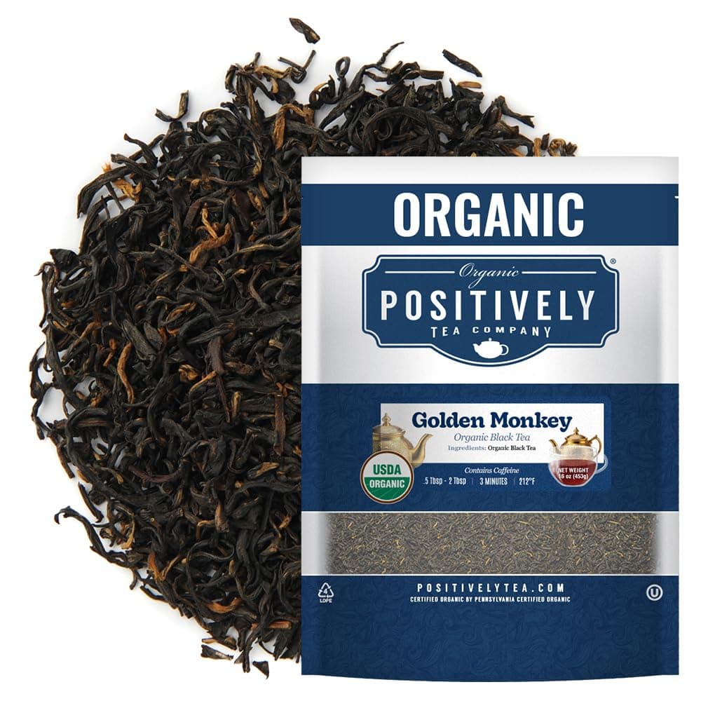 Organic Positively Tea Company, Golden Monkey Black Tea, Loose Leaf, 16 Ounce