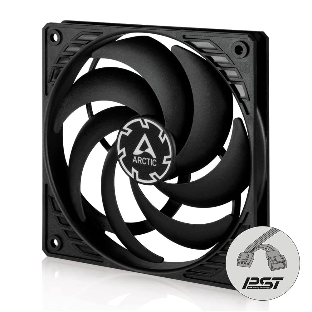 P12 Slim PWM PST - PC Fan, 120mm Fan, PC Case Fan with PWM Sharing Technology (PST), Pressure-optimised, Quiet motor, Computer, Extra slim, 300-2100 rpm - Black