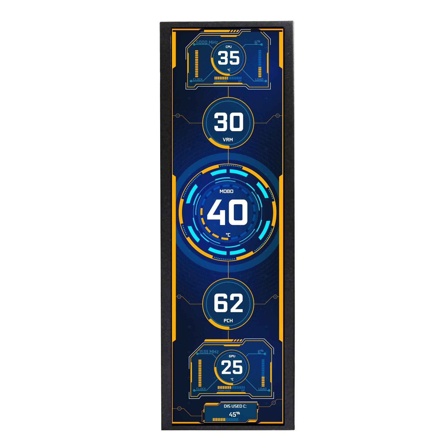 VSDISPLAY 14.5 inch 2560x720 USB C mini IPS LCD Monitor, Universal Replacement for 3 sets of 120 * 120 mm Fan of the PC Case,for DIY Computer Display,Sub Screen