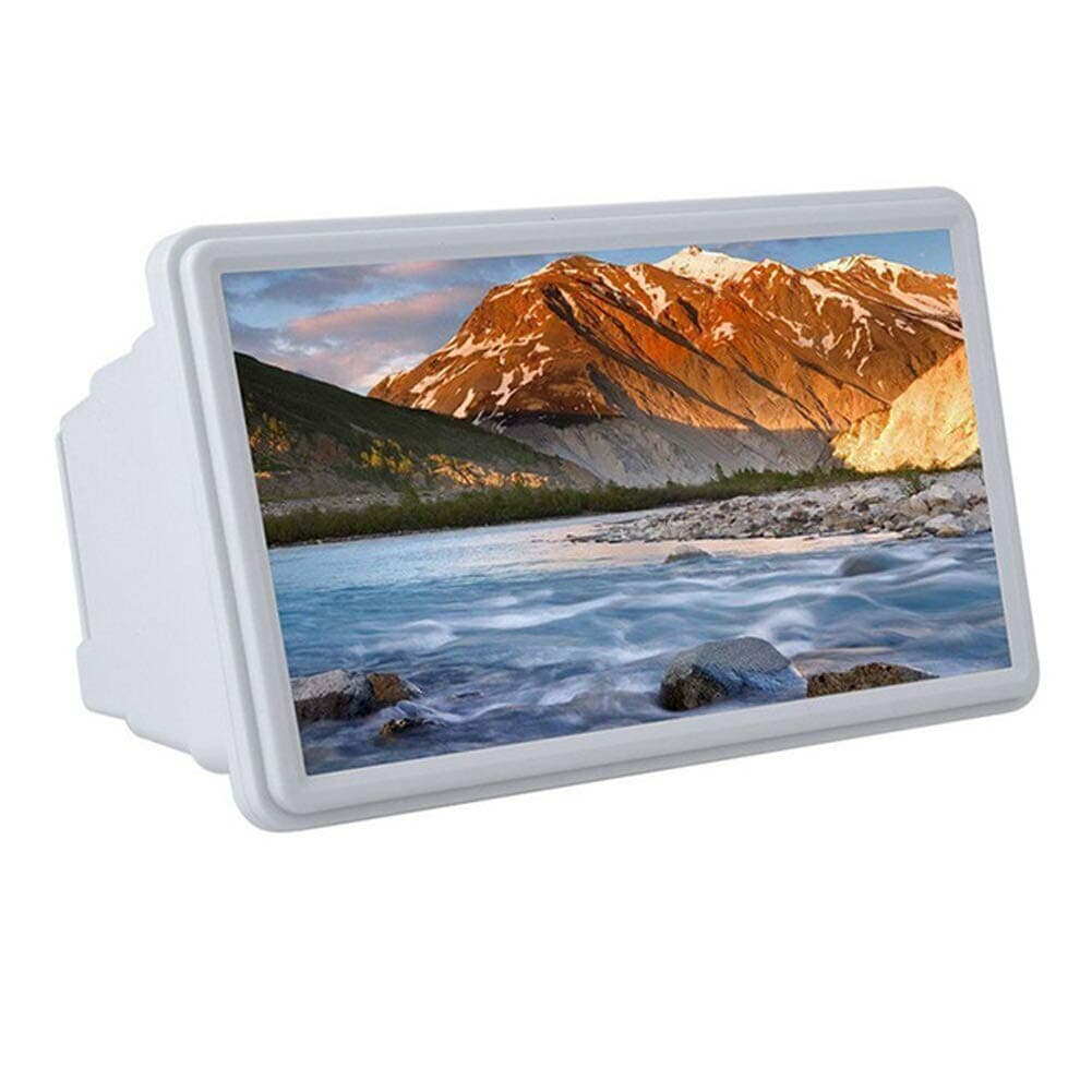 Phone Screen Amplifier 3D Portable Universal Screen Amplifier Telescopic Design 12 Inch Anti Reflective,White