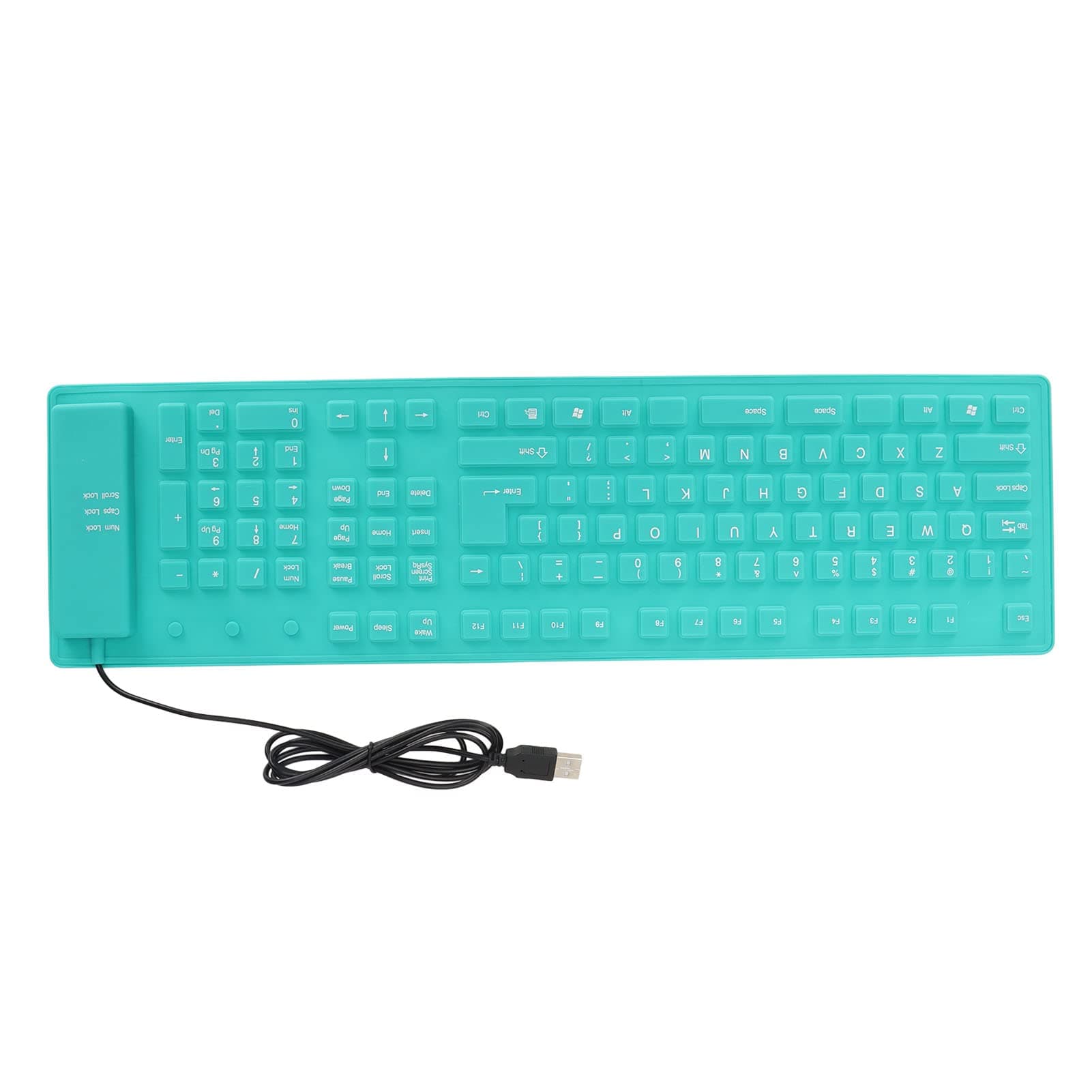 GOWENIC 108 Keys Foldable Silicone Keyboard, USB Wired Keyboard Plug and Play Mute Roll Up Keyboard for Computer Notebook PC (Green)