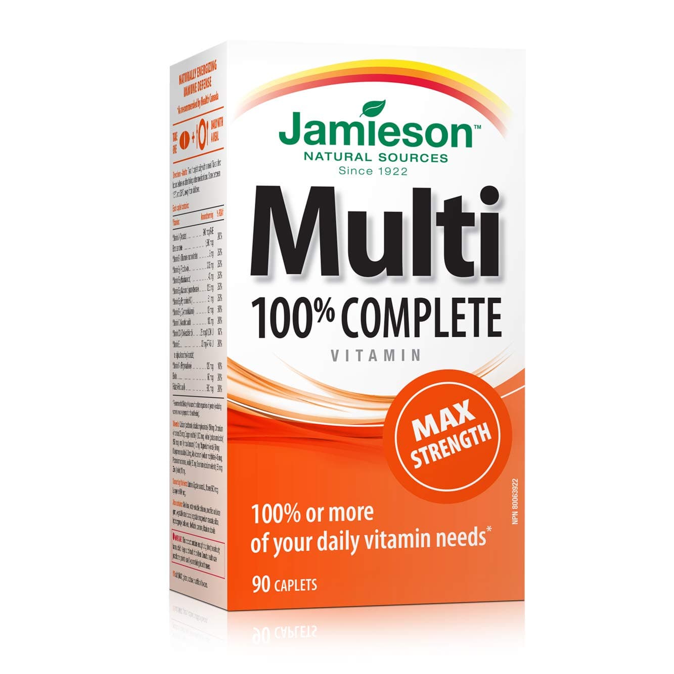 Jamieson 100% Complete Multivitamin Max Strength formula, 90 Capsules