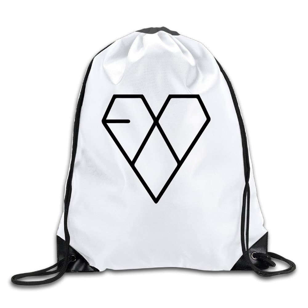BYDHX Kpop EXO Logo Drawstring Backpack Bag White