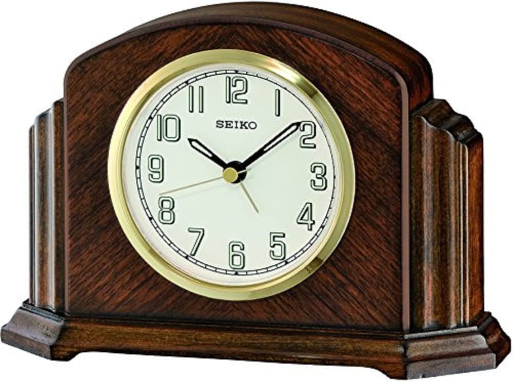 Table Clock Brown Wood QXE043B, brown, Classic