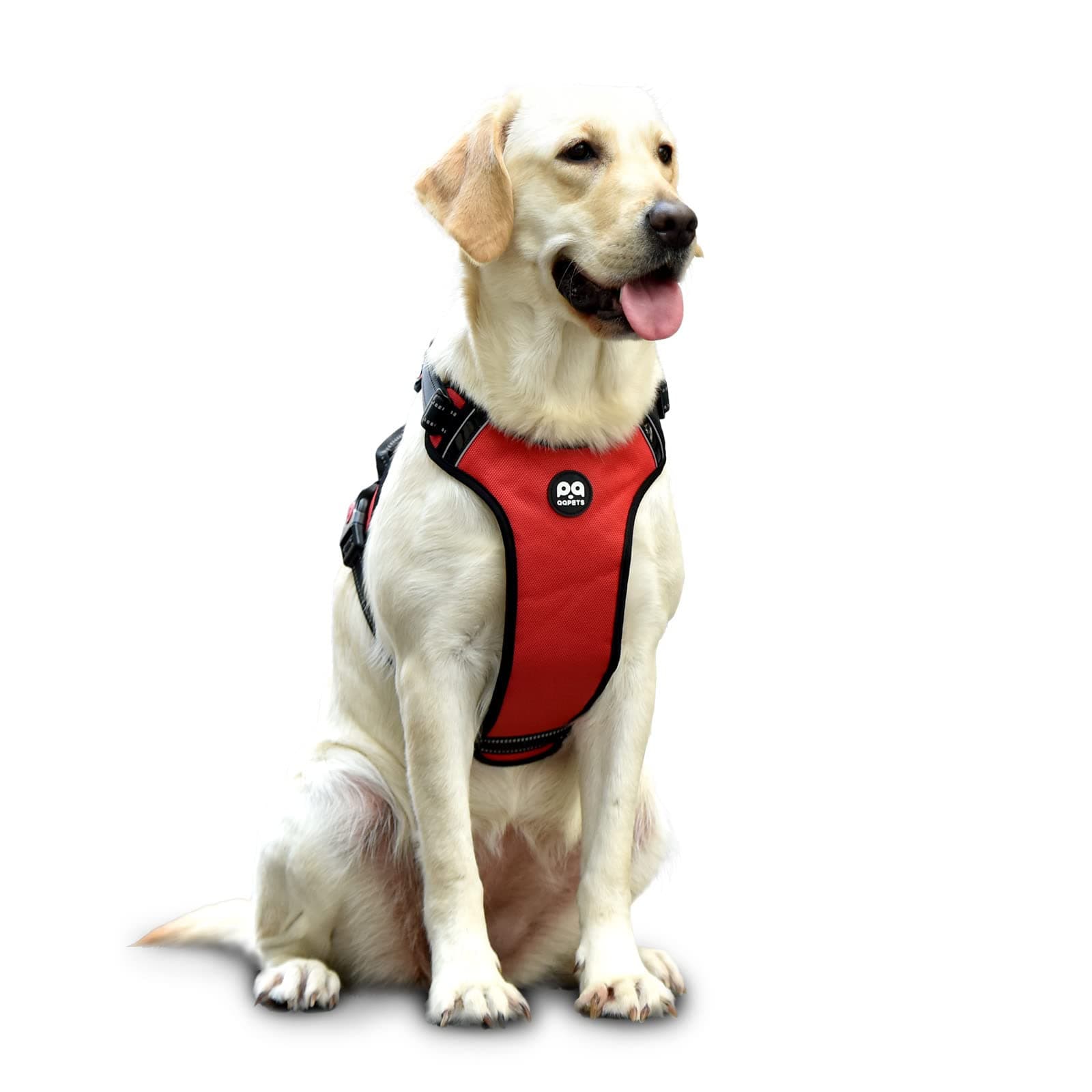 QQPETS No Pull Dog Harness: Reflective Adjustable Soft Padded Oxford Vest with Easy Control Handle for Puppy Small Medium Large Pet Outdoor Walking Training (Large, Red)