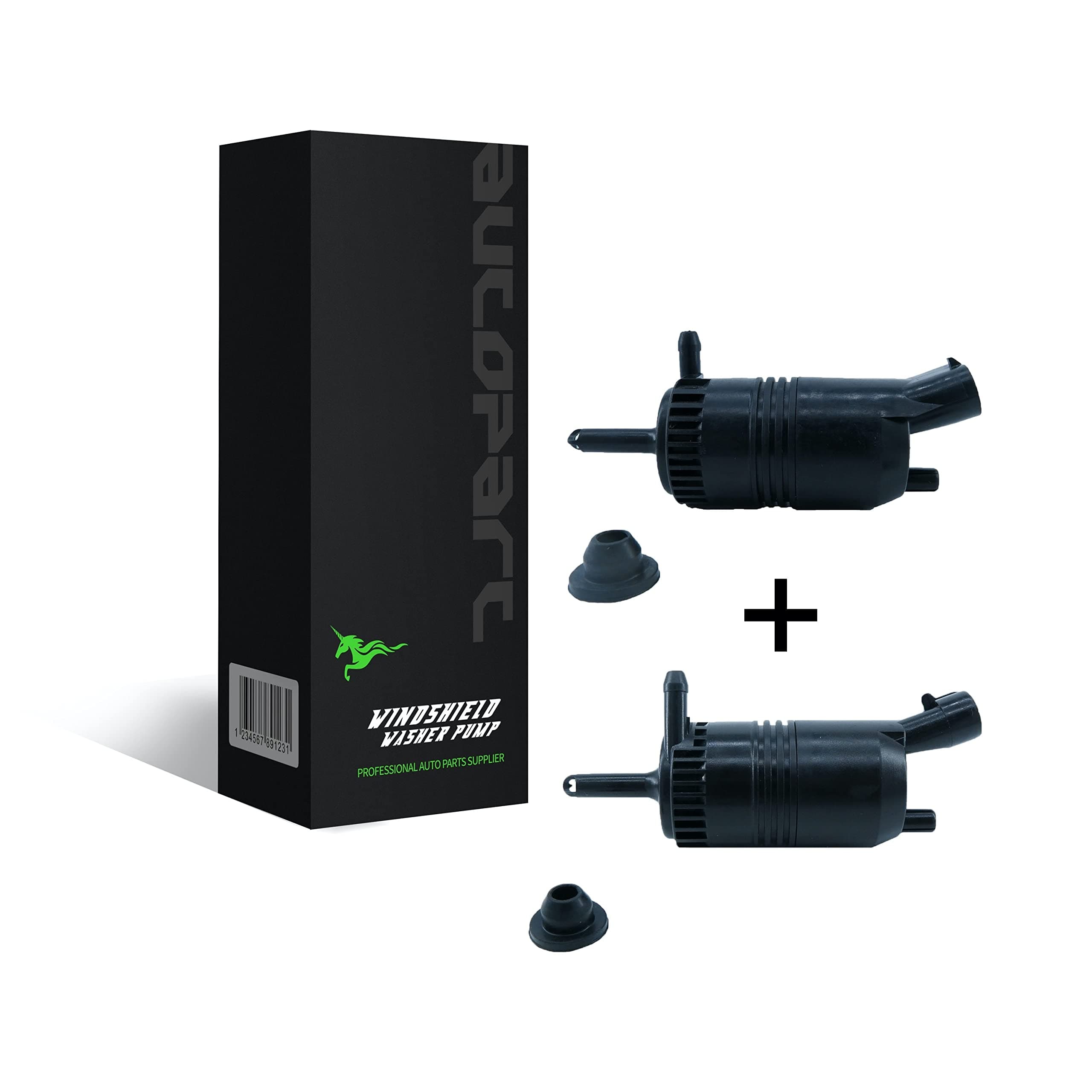 2pcs 12V Front+Rear Windshield Washer Fluid Pump Motor w/Grommet Fit Astro Safari Trailblazer Envoy Suburban Yukon Tahoe Escalade Acadia Typhoon S15 Jimmy S10 Blazer Traverse Caprice & Multi