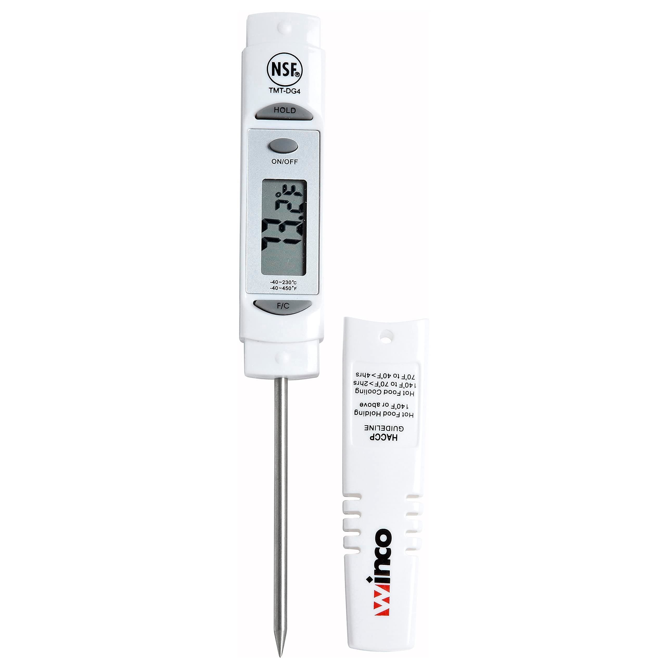 Digital Thermometer, 1-1/4" LCD, 3-1/8" Probe, White