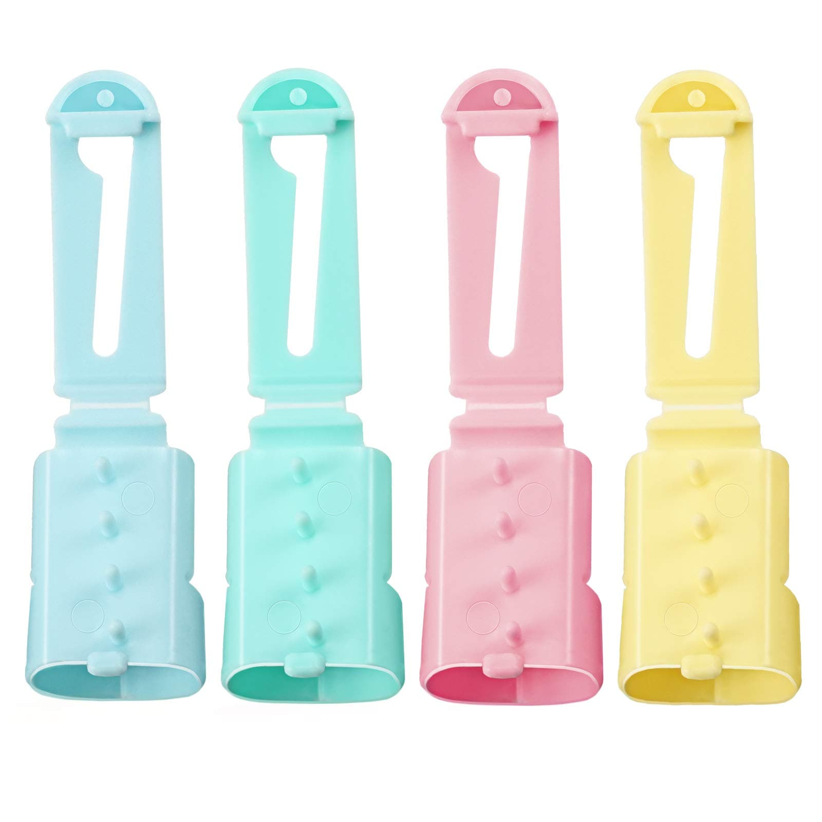 WILLBOND Yarn Guide Finger Holder Knitting Thimble Tool Plastic Yarn Guide Separated Yarns Tools for Crochet Knitting Crafts Accessories (Green, Blue, Yellow, Pink, 4 Pieces)