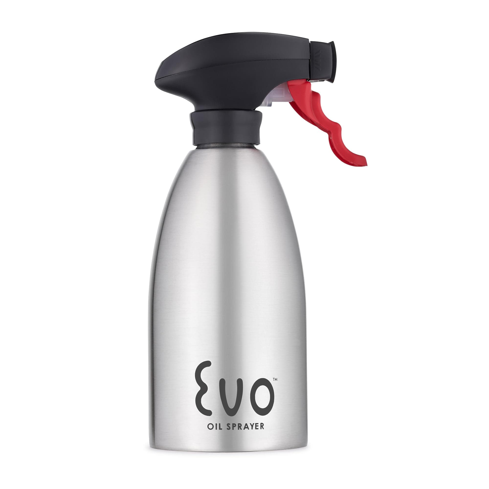 Evo Oil Sprayer 18/8 Stainless Steel, Non-Aerosol for Olive, Cooking Oils, and Vinegars, Silver, 16-Ounce Capacity