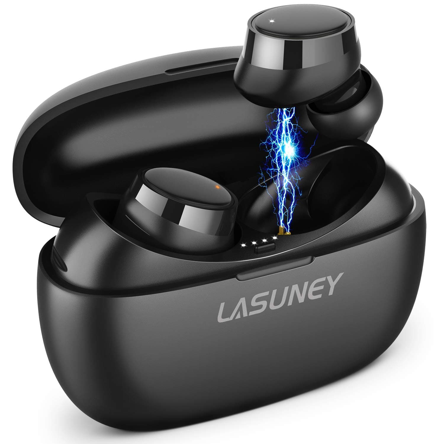 LASUNEY Bluetooth 5.0 True Wireless Earbuds with Charging Case, 60H Cyclic Playtime Waterproof Stereo Headphones with mic, in-Ear Earphones Headset for Sport