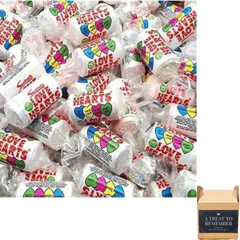 100 Love Hearts Mini Rolls Candy Sweets, 100 Pack Bulk Bag Assorted Sweet Pick and Mix for Parties, Gifts, and Sharing