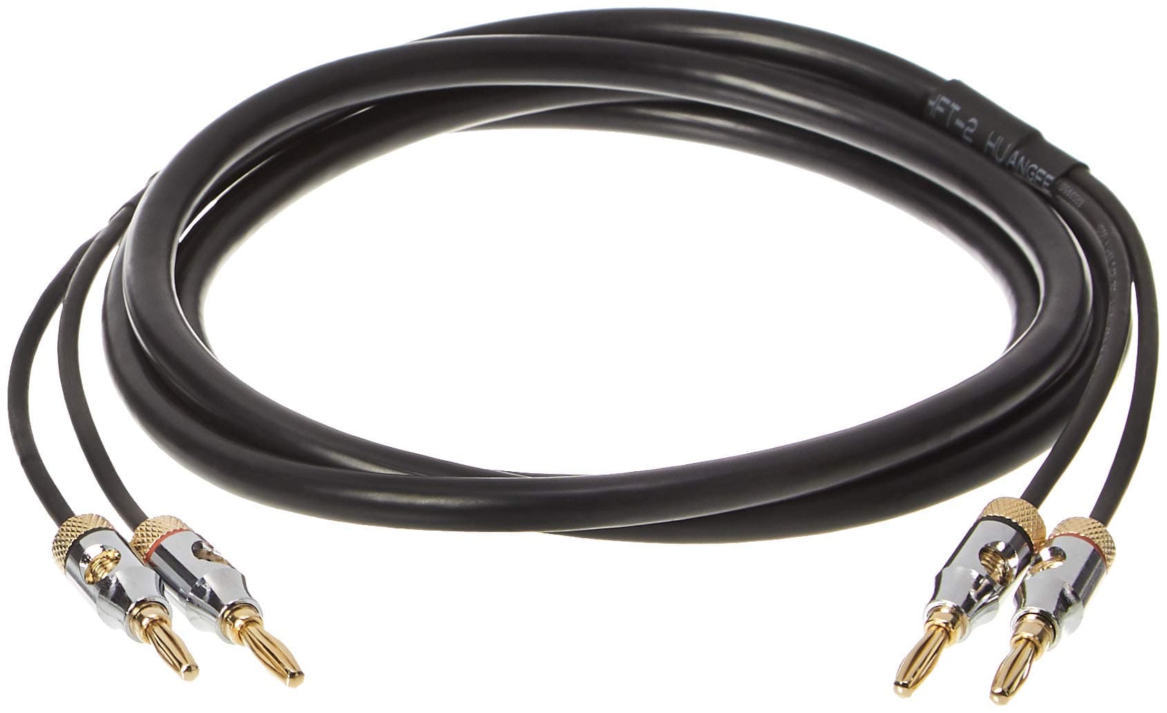 Amazon Basics Banana Plug 16AWG Speaker Cable Wire, CL2 Rated for In-Wall Use, Gold-Plated Banana-Tip Plugs (4mm), Oxygen-Free Copper, 6 Foot, Black