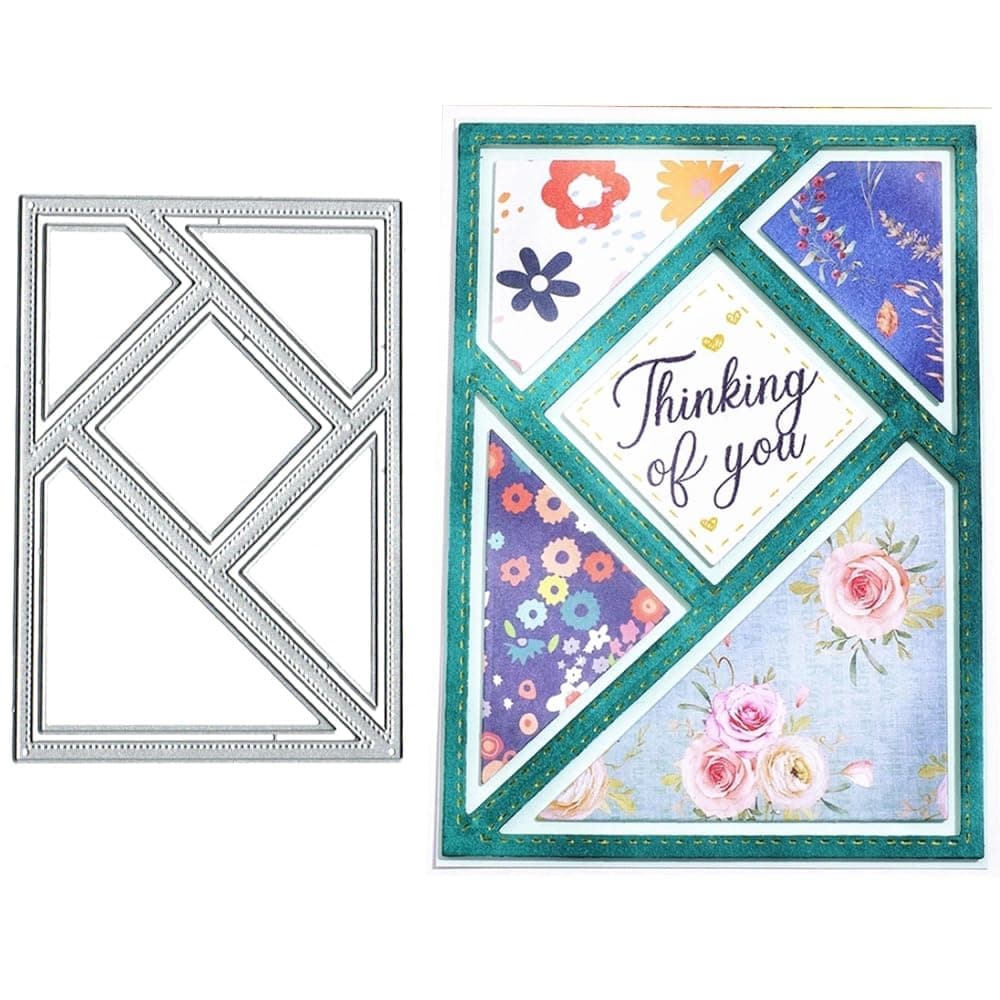 Rectangle Triangle Frame Metal Die Cuts, 14 x 10cm/5.51 x 3.94inch, Art Deco Style, Carbon Steel, Craft Die, Die Cuts