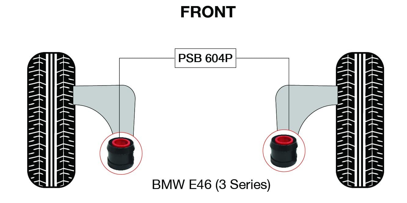 PSB Polyurethane Bush 3 Series E46 Front Wishbone Rear 66mm Bushing Kit - 2000-2005 (PSB 604)