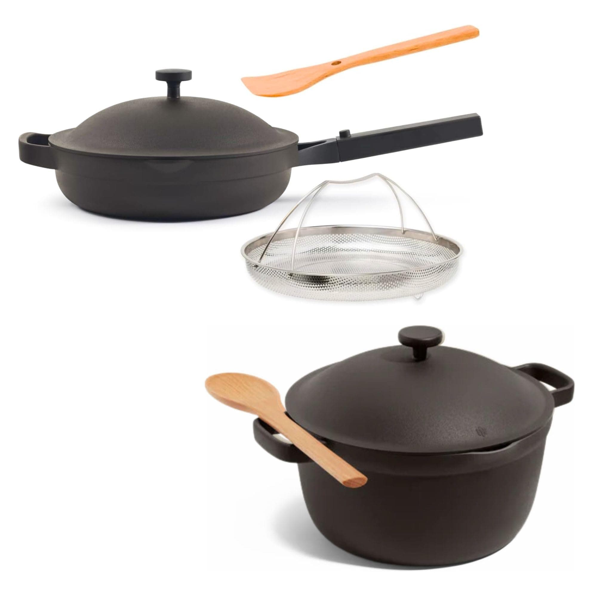 Cookware Duo | 7-Piece Ceramic Cookware Set with 10.5" Always Pan 2.0, 5.5 Qt Perfect Pot & Strainer Basket | Induction & Oven Safe up to 450°F | Nonstick, Non-Toxic Cookware | Char