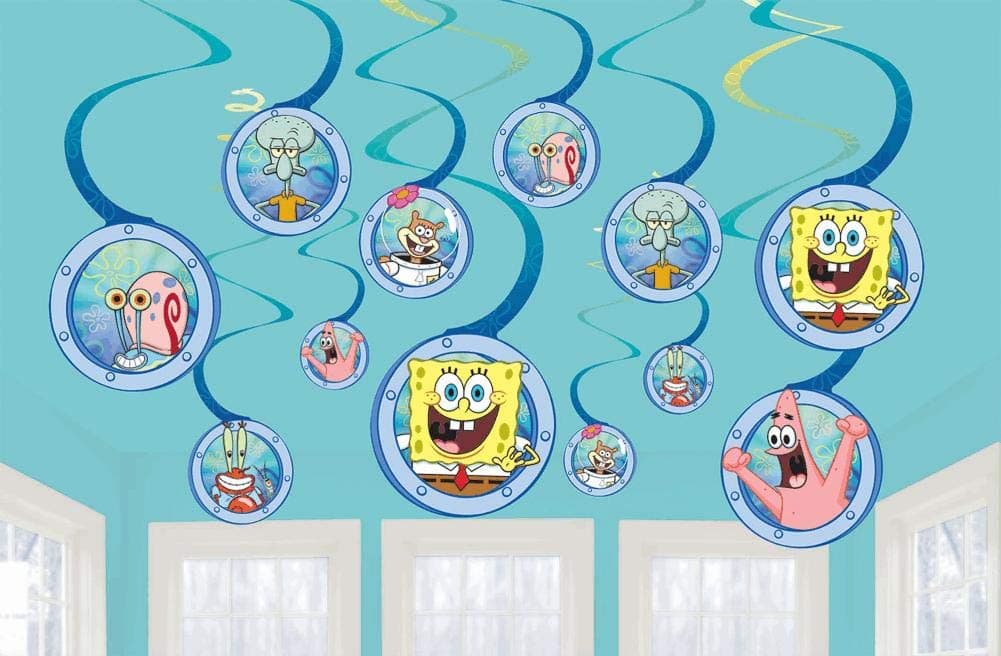 SpongeBob Hanging Swirl Decorations | Assorted Designs | 12 Pcs