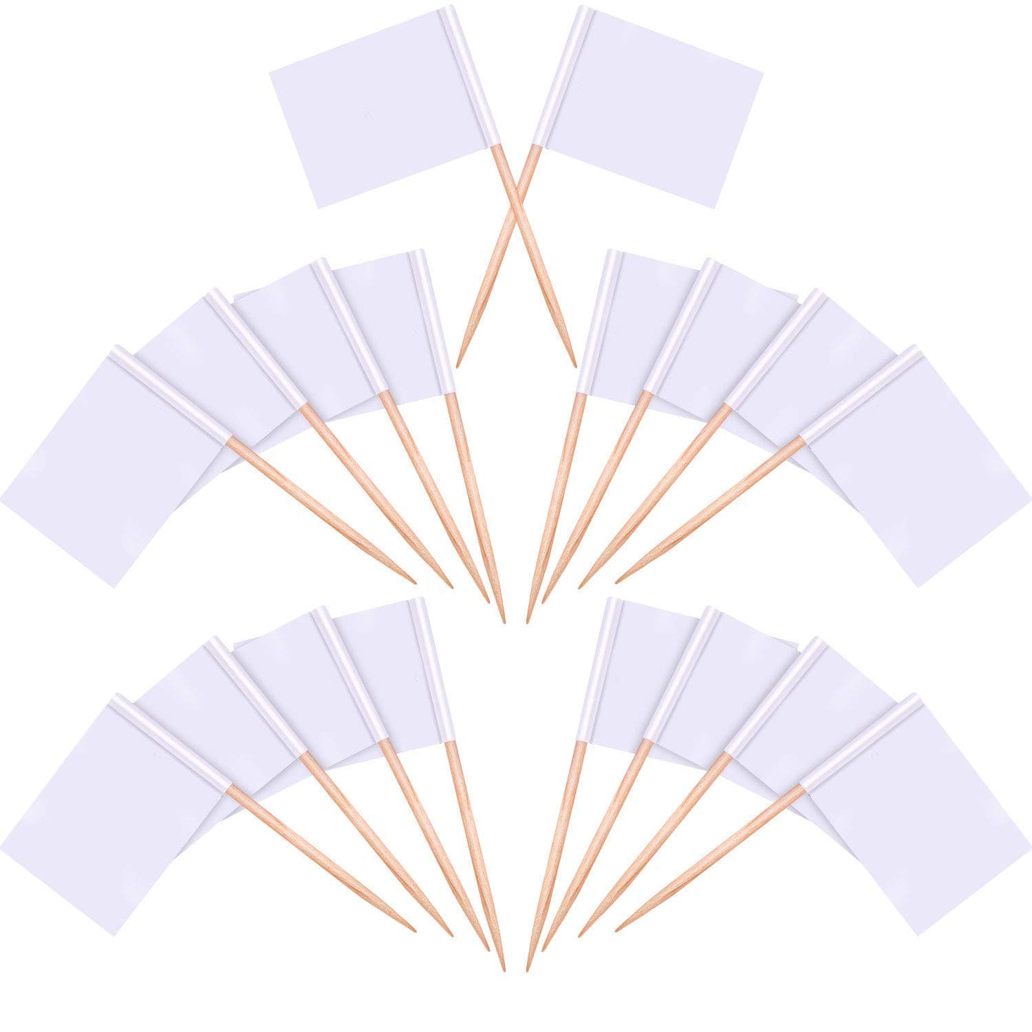 Toothpick Flags Blank,100 pcs White Flag Markers Small Toothpick Labels Cupcake Toppers for Party Cake Cheese Sandwiches Food