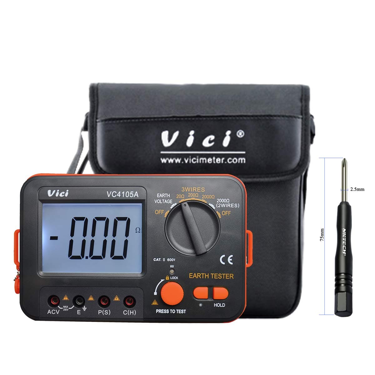 NKTECHVICI VC4105A LCD Digital Multimeter Multimetro Diagnostic-tool Tester Earth Ground Resistance 2000Ω Voltage Meter + TL-1 Screwdriver