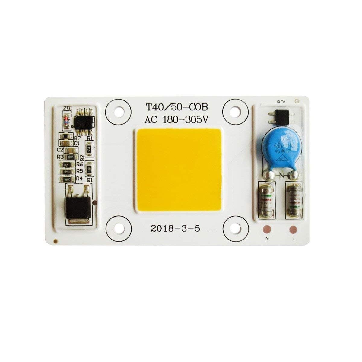 Tesfish 50W LED Light Engine Warm White 170-300V COB Chip Input Integrated Smart IC Driver for Floodlight