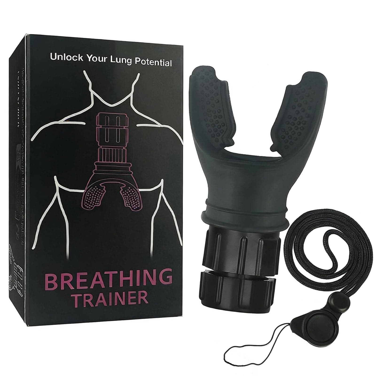 Oxyfit Breathing Lung Trainer - Oxygen Flow Breathing Trainer Lung Exerciser Device Improve Lung Capacity Handheld Lung Expansion Training Tool for Respiratory Therapy (Black)