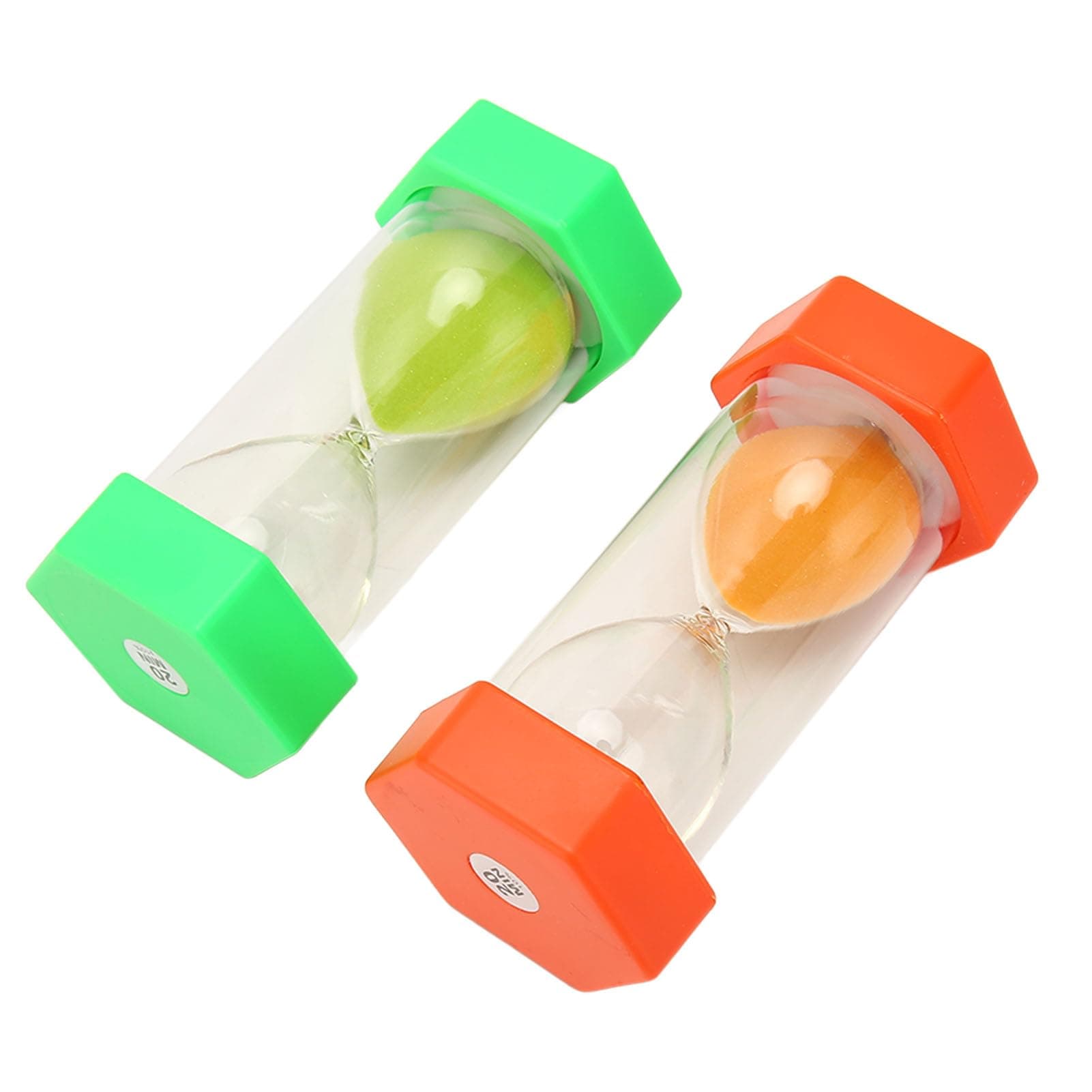 2Pcs Sand Timers 20 Minutes, Bright Colors, Hexagonal Shape, Visual Tool for Kids, Wide Application, Perfect Gift, Plastic, for Home Classroom Office