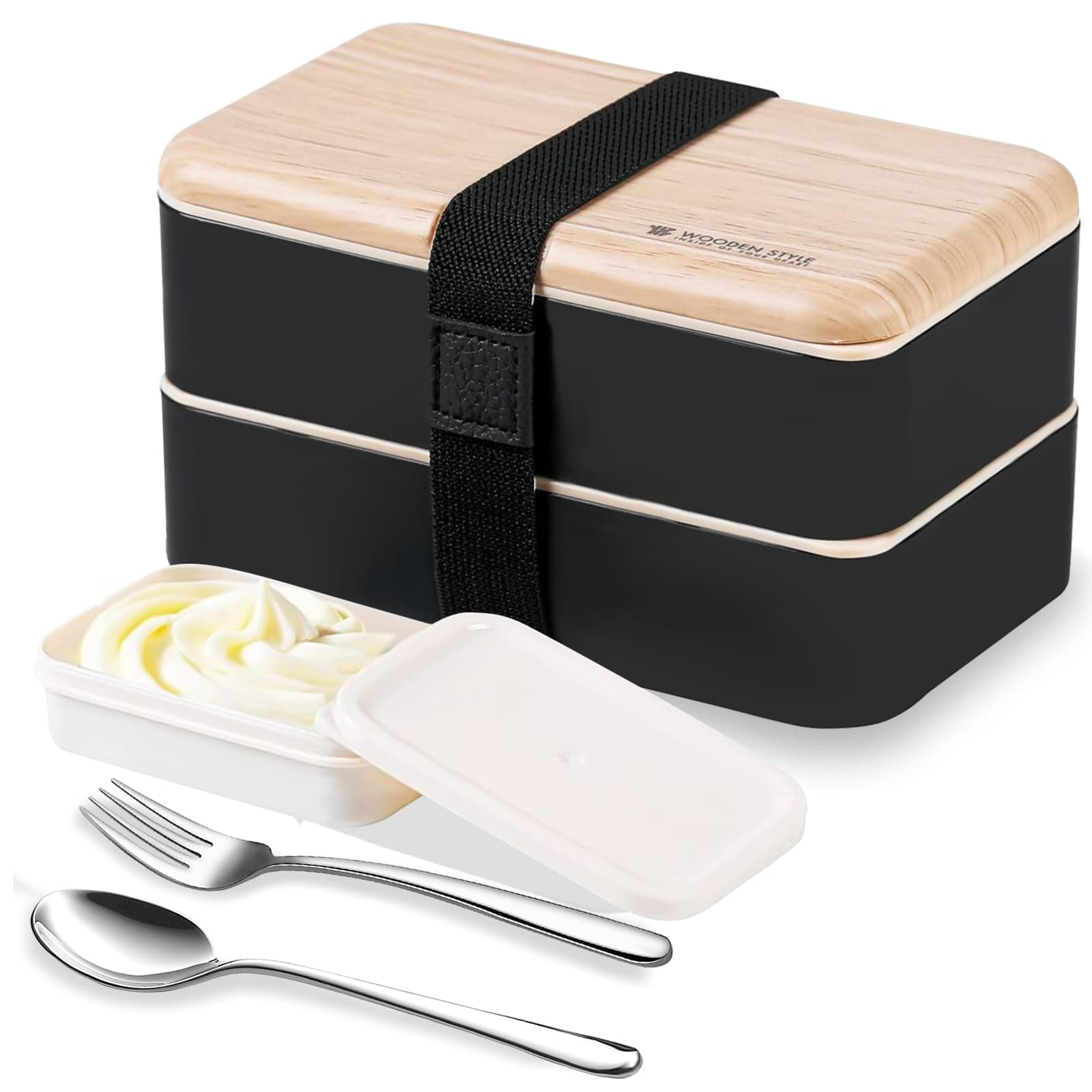 Binoster Original Bento Box Lunch Boxes Container Bundle Divider Lunch Container with Compartments with Stainless Steel Utensils Spoon and Fork Japanese Style
