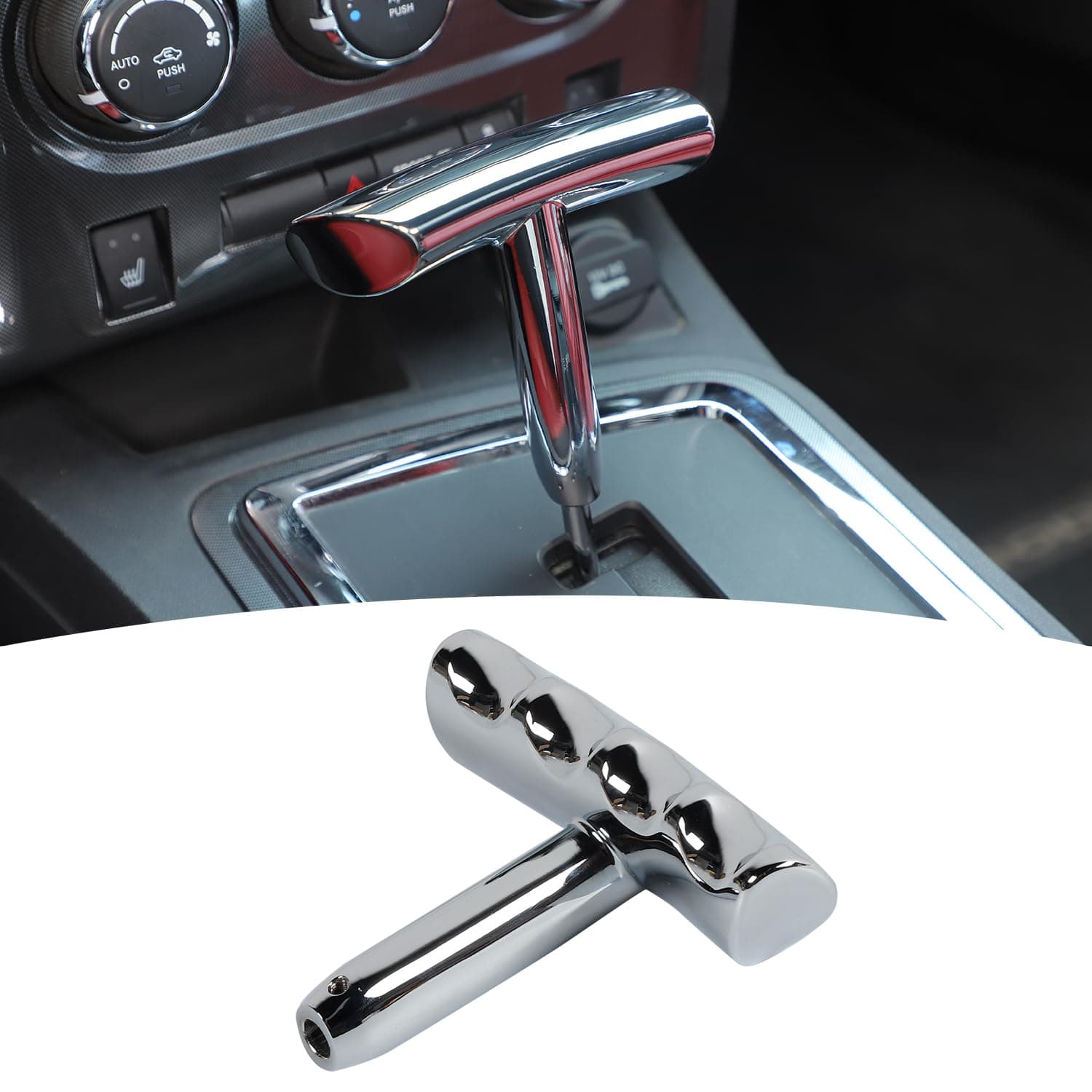 T-Handle Metal Gear Shift Knob Handle Compatible with 2008-2014 Jeep Wrangler,2011-2014 Jeep Liberty,2011-2013 Jeep Grand Cherokee,2011-2014 Dodge Durango,2009-2014 Dodge Ram (Chrome)