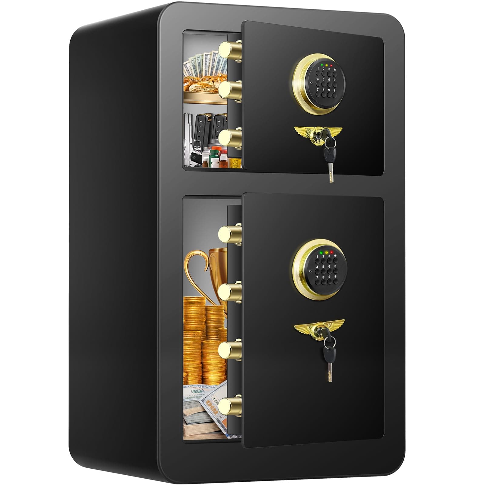 [𝟐𝟎𝟐𝟒 𝐍𝐞𝐰] 4.5 Cu Ft Extra Large Home Safe with [DOUBLE DOORS], Anti-Theft Steel Security Safe with Digital Electronic Keypad, Document Safe for Home Business Office USE
