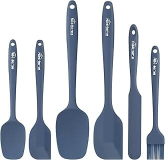 Silicone Spatula Set, 6 Packs Food Grade Kitchen Utensils with Silicone Brush Heat Resistant Dishwasher Safe BPA-Free Rubber Spatula for Scraping, Baking, Cooking, Mixing, Haze Blue